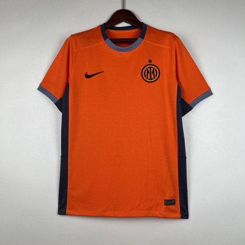 without Sponor Logo Fan Version 2023-2024 Inter Milan Third Away Orange Soccer Jersey Inter Football Shirt