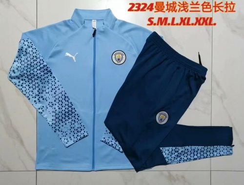 2023-2024 Manchester City Blue Soccer Jacket and Pants