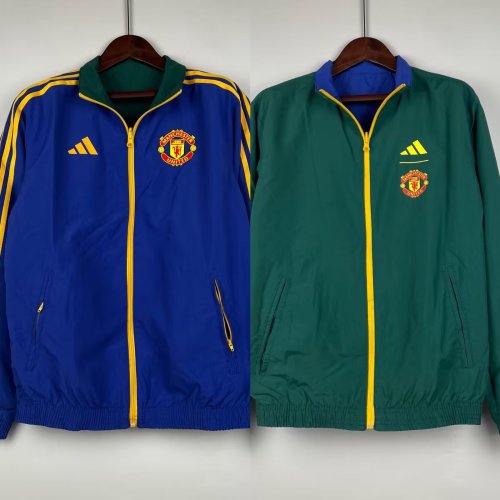 2023-2024 Manchester United Reversible Soccer Jacket Blue/Green Football Jacket