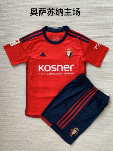 with LALIGA Patch Adult Uniform 2023-2024 Club Atlético Osasuna Home Soccer Jersey Shorts