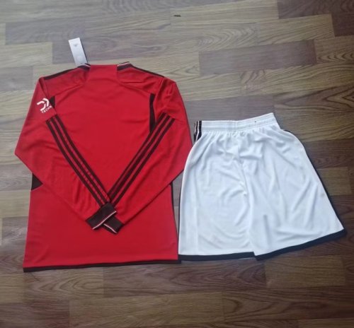 Adult Uniform Long Sleeve 2023-2024 Manchester United Home Football Shirt Man United Soccer Jersey Shorts