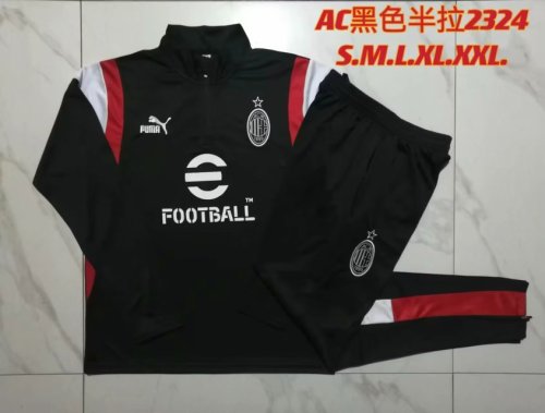 2023-2024 AC Milan Black/Red/White Soccer Training Sweater and Pants