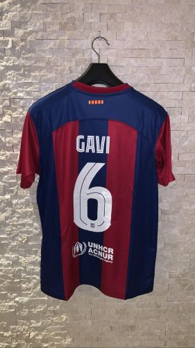 with UEFA Champions League Patch Fan Version 2023-2024 Barcelona GAVI 6 Home Soccer Jersey
