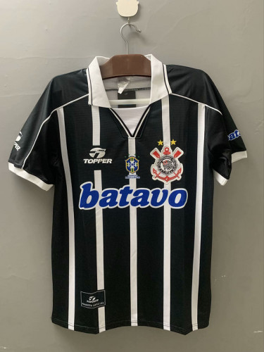 Retro Shirt 1999 Corinthians Away Black Vintage Soccer Jersey Football Shirt