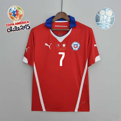 with Front Lettering+Patch Retro Jersey 2014 Chile Home Soccer Jersey Vintage Football Shirt