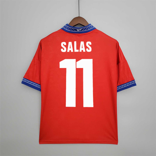 with Front Lettering Retro Jersey 1998 Chile SALAS 11 Home Soccer Jersey Vintage Football Shirt