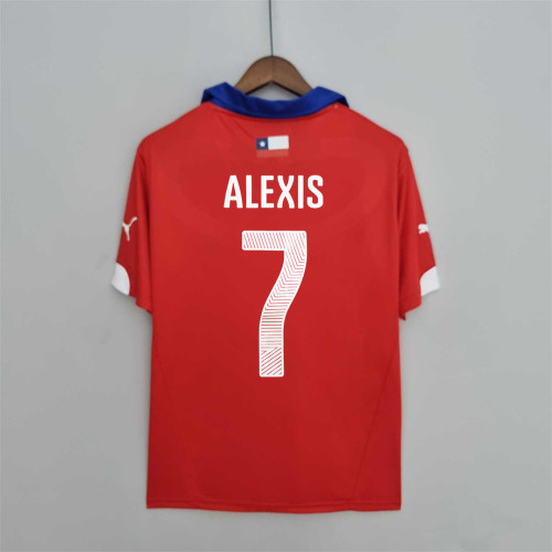 with Front Lettering+Patch Retro Jersey 2014 Chile 7 ALEXIS Home Soccer Jersey Vintage Football Shirt