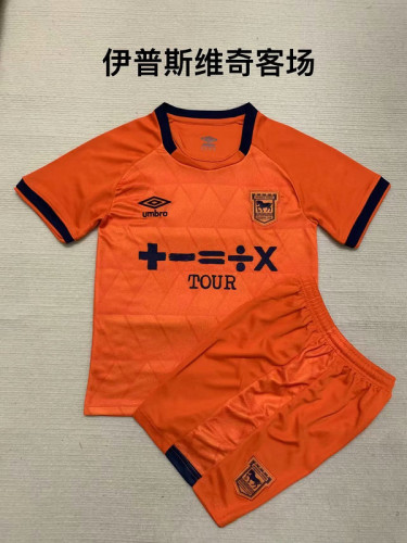 Youth Uniform Kids Kit 2023-2024 Ipswich Town Away Orange Soccer Jersey Shorts