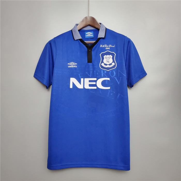 Retro Jersey 1994-1995 Everton FC 9 FERGUSON FA CUP FINAL Home Soccer Jersey