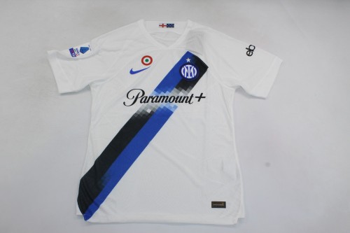 with Coppa Italia+Serie A Patch Fan Version 2023-2024 Inter Milan Away White Soccer Jersey Inter Football Shirt