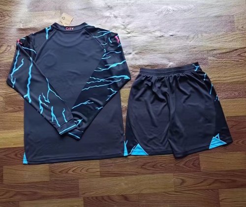 Adult Uniform Long Sleeve 2023-2024 Manchester City Third Away Soccer Jersey Shorts