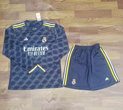 Adult Uniform Long Sleeve 2023-2024 Real Madrid Away Soccer Jersey Shorts