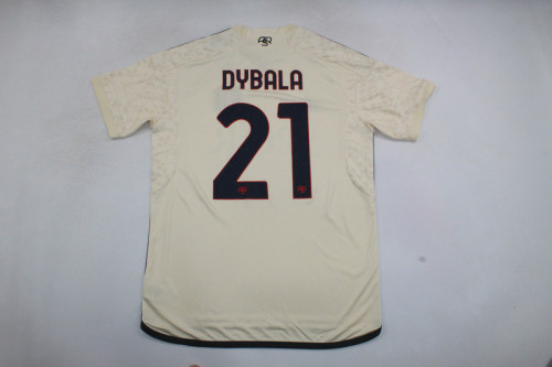 with SPQR+Serie A Patch Fan Version 2023-2024 AS Roma DYBALA 21 Away Soccer Jersey Roma Football Shirt