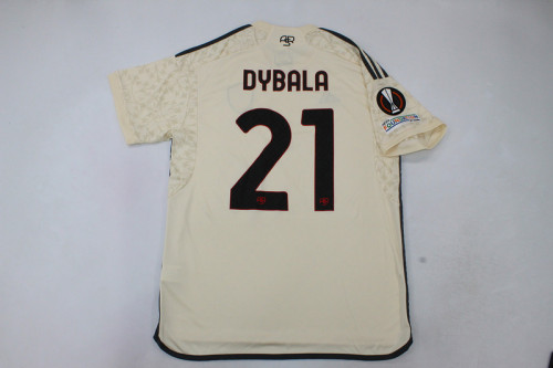 with UEFA Europa League Patch Fan Version 2023-2024 AS Roma DYBALA 21 Away Soccer Jersey Roma Football Shirt