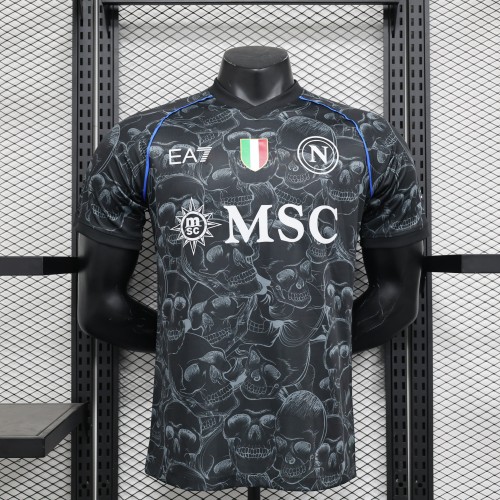 Player Version 2023-2024 Calcio Napoli Halloween Shirt Napoles Black Soccer Jersey