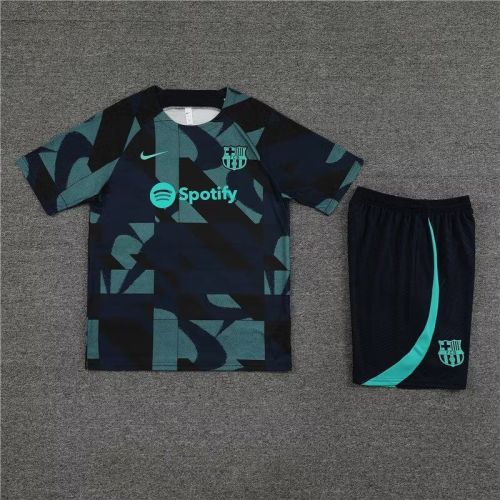 Adult Uniform 2023-2024 Barcelona Borland Green Camo Soccer Training Jersey and Shorts Football Kits