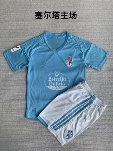 Adult Uniform with LALIGA Patch Fans Version 2023-2024 Celta de Vigo Home Soccer Jersey Shorts