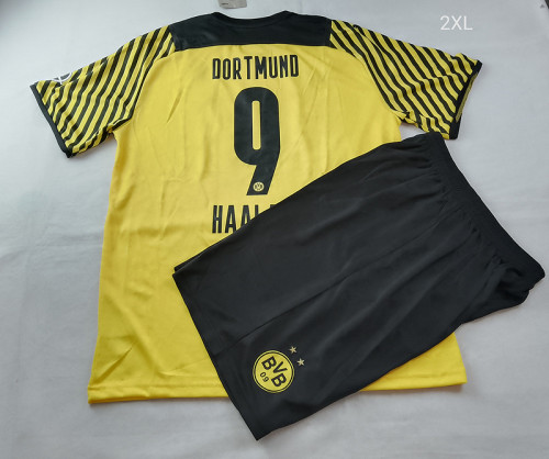 Retro Set Adult Uniform BVB Football Shirt 2021-2022 Borussia Dortmund HAALAND 9 Home Soccer Jersey Shorts