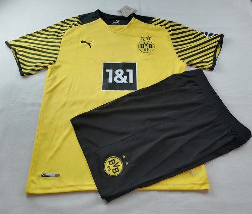 Retro Set Adult Uniform BVB Football Shirt 2021-2022 Borussia Dortmund HAALAND 9 Home Soccer Jersey Shorts