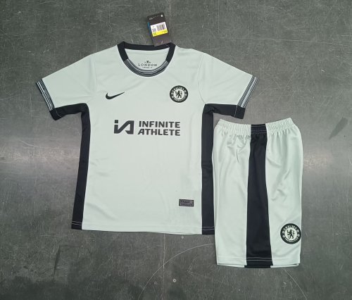 Youth Uniform Kids Kit 2023-2024 Chelsea Third Away Soccer Jersey Shorts