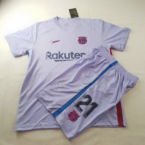 Retro Set Adult Uniform 2021-2022 Barcelona Away Purple Soccer Jersey Shorts Barca Football Kits