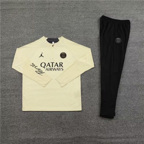 2023-2024 PSG Yellow Soccer Training Sweater and Pants Paris Football Kit