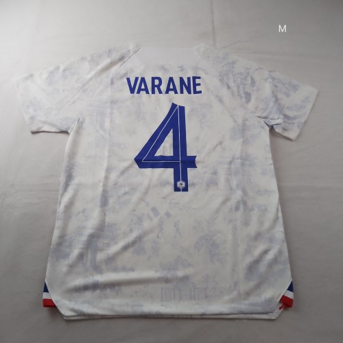 Fans Version 2022 World Cup France VARANE 4 Away White Soccer Jersey