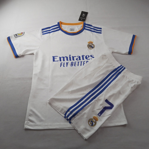 Retro Set Adult Uniform 2021-2022 Real Madrid Home Soccer Jersey and Shorts Vintage Football Kit