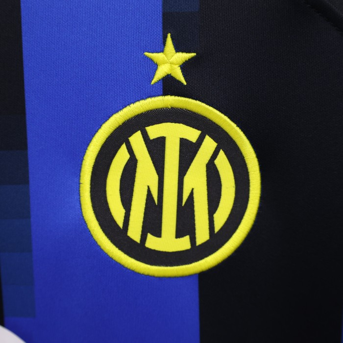 with Coppa Italia Patch Fan Version 2023-2024 Inter Milan Home Soccer Jersey Inter Football Shirt