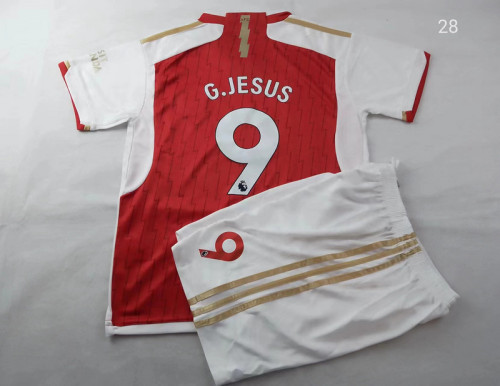 Youth Uniform Kids Kit 2023-2024 Arsenal G.JESUS 9 Home Soccer Jersey Shorts