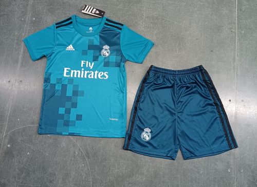 Retro Set Adult Uniform 2017-2018 Real Madrid Third Away Green Soccer Jersey and Shorts Vintage Football Kit