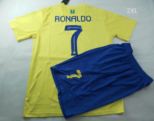 Adult Uniform 2023-2024 Al Nassr RONALDO 7 Home Soccer Jersey Shorts Football Kit