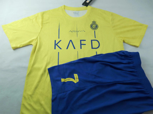 Adult Uniform 2023-2024 Al Nassr RONALDO 7 Home Soccer Jersey Shorts Football Kit