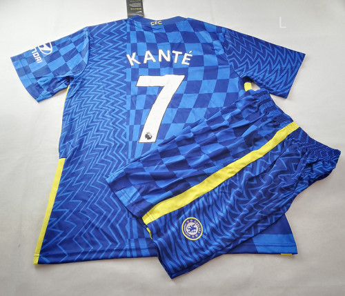 Retro Set Adult Uniform 2021-2022 Chelsea KANTE 7 Home Soccer Jersey Shorts