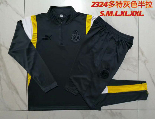 2023-2024 Borussia Dortmund Black Soccer Training Sweater and Pants