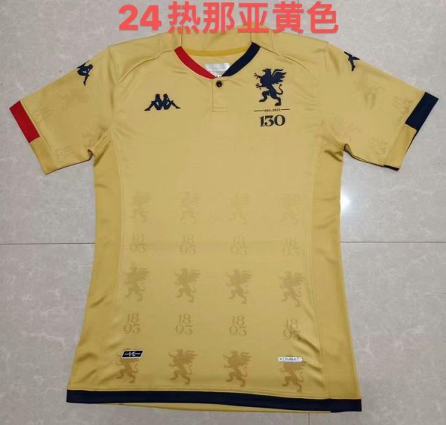 Fan Version 2023-2024 Genoa Away Yellow Soccer Jersey Maillot de Foot