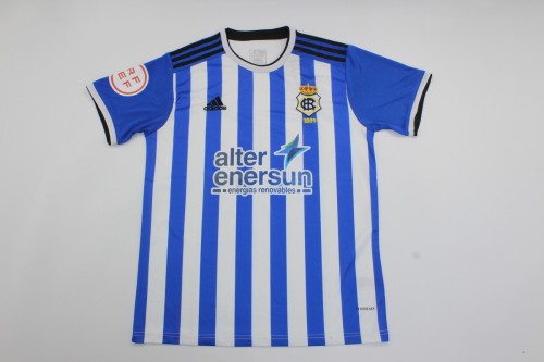 with Sponor Logo+LALIGA Patch Fan Version 2023-2024 Recreativo de Huelva Home Soccer Jersey