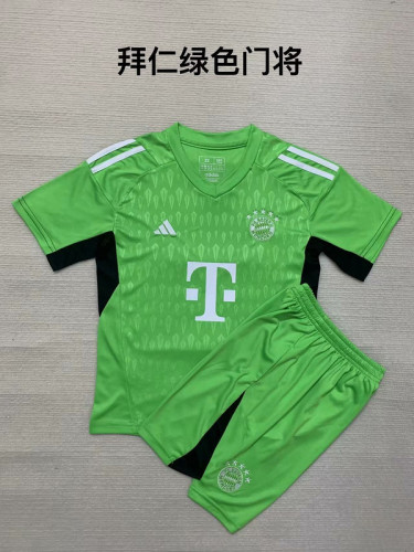 Adult Uniform 2023-2024 Bayern Munich Green Goalkeeper Soccer Jersey Shorts