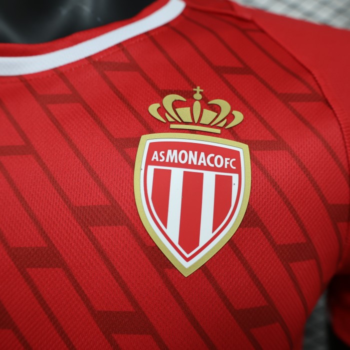 Player Version 2023-2024 As Monaco Home Soccer Jersey Football Shirt
