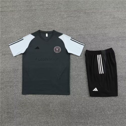 Adult Uniform 2023-2024 Inter Miami Dark Grey Soccer Training Jersey and Shorts Football Kits