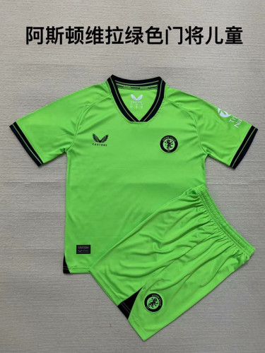 Adult Uniform 2023-2024 Aston Villa Green Goalkeeper Soccer Jersey Shorts