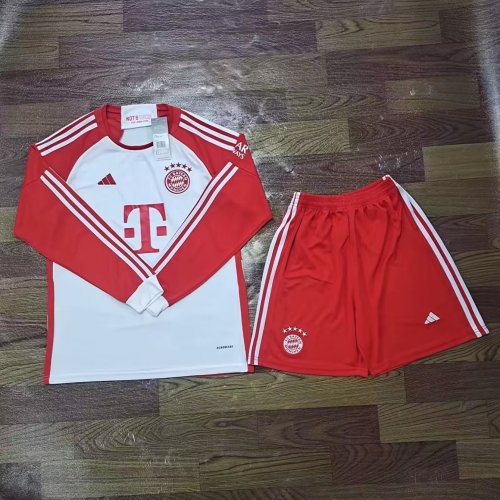 Adult Uniform Long Sleeve 2023-2024 Bayern Munich Home Soccer Jersey Shorts