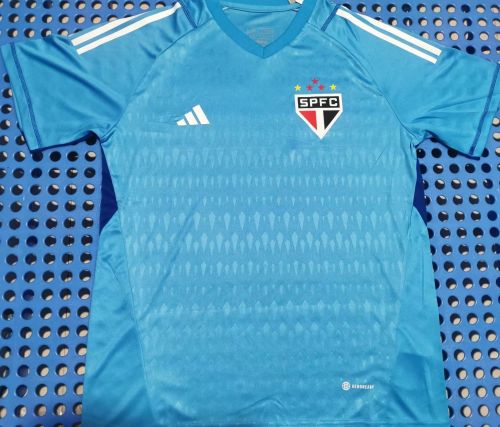Fan Version 2023-2024 Sao Paulo Blue Goalkeeper Soccer Jersey