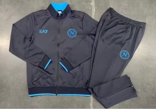 2023-2024 Napoli Black /Blue Soccer Jacket and Black Pants Napoles Football Tracksuit