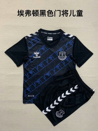 Adult Uniform 2023-2024 Everton Black Goalkeeper Soccer Jersey Shorts