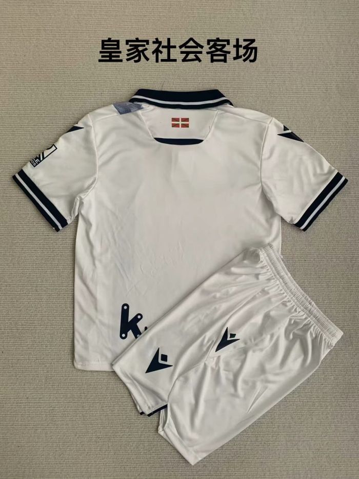 Youth Uniform Kids Kit 2023-2024 Real Sociedad Third Away White Soccer Jersey Shorts