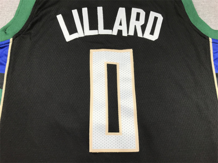 Milwaukee Bucks 0 LILLARD Black NBA Shirt Basketball Jersey