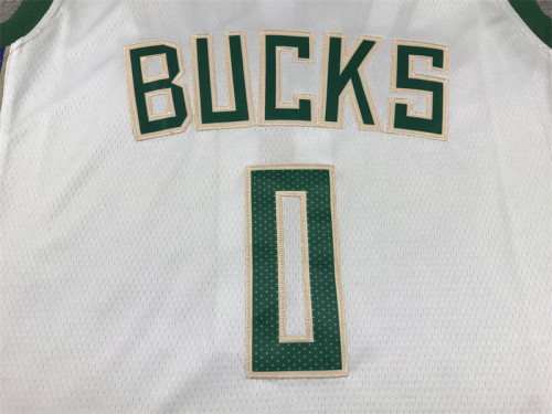 Milwaukee Bucks 0 LILLARD White NBA Shirt Basketball Jersey