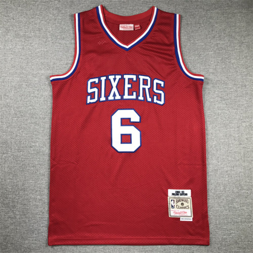 Mitchell&ness 1982-83 Philadelphia 76ers Red Basketball Shirt 6 ERVING NBA Jersey