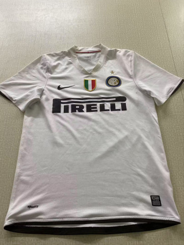 with Scudetto Patch Retro Jersey 2008-2009 Inter Milan Away White Vintage Soccer Jersey